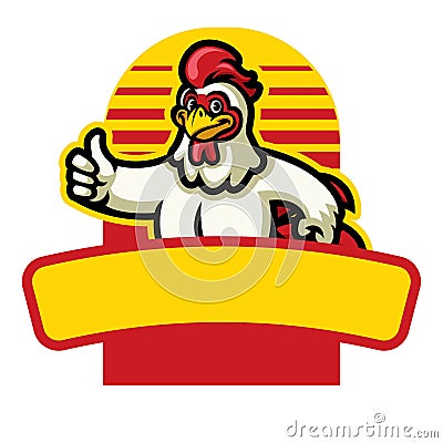 Chicken mascot thumb up sign Vector Illustration