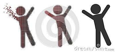 Decomposed Pixel Halftone Child Joy Icon Vector Illustration