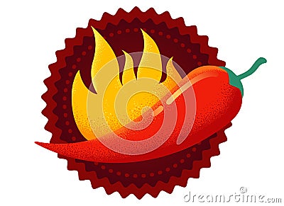 Chilli with fire logo Vector Illustration