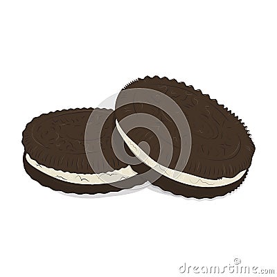 Vector chocolate sandwich cookies pattern. Cute food texture. Delicious cake breakfast print. Chip double chocolate Vector Illustration