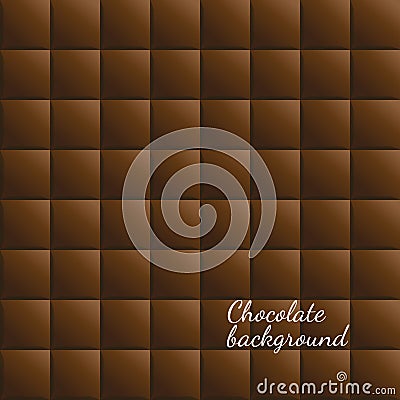 Vector chocolate squares background. Realistic food seamless pattern wallpaper. Dark chocolate repeating tile Vector Illustration