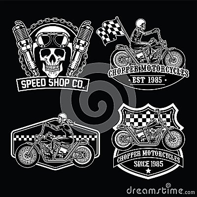 Chopper set black white Vector Illustration