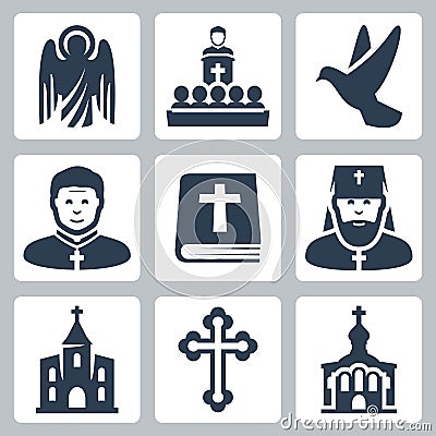 Vector Christian religion icons Vector Illustration