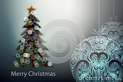 Vector Christmas blurred tree and ornamental balls. Vector Illustration