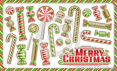 Vector Christmas Candy Set Vector Illustration