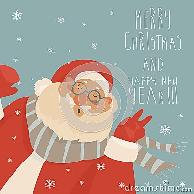 Vector Christmas card with Santa Claus Vector Illustration