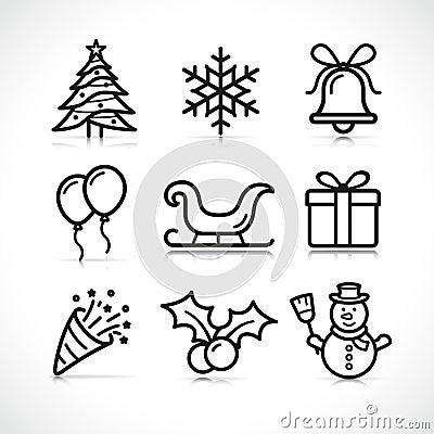 Vector christmas celebration icons set Vector Illustration