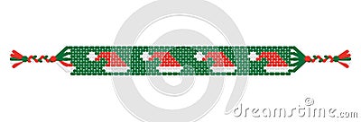 Vector Christmas handmade hippie Santa hat friendship bracelet of threads Vector Illustration