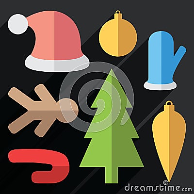 Vector Christmas icons. Vector Illustration