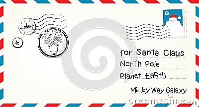 Vector Christmas Letter Envelope Vector Illustration