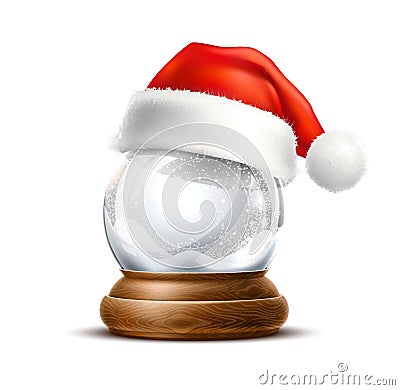 Vector realistic christmas snowglobe 3d winter toy Vector Illustration