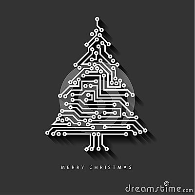 Vector christmas tree from digital electronic circuit Vector Illustration