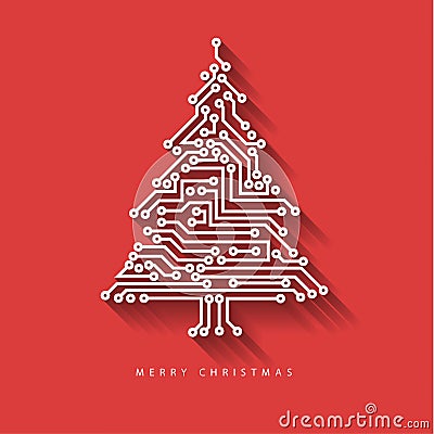 Vector christmas tree from digital electronic circuit Vector Illustration