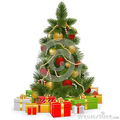 Vector Christmas Tree with Gifts Vector Illustration