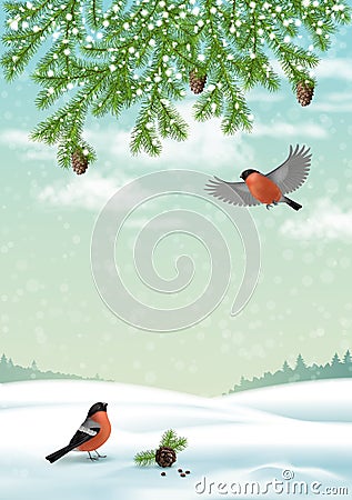 Vector Christmas Winter Landscape Vector Illustration