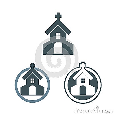 Vector church building icons set Vector Illustration