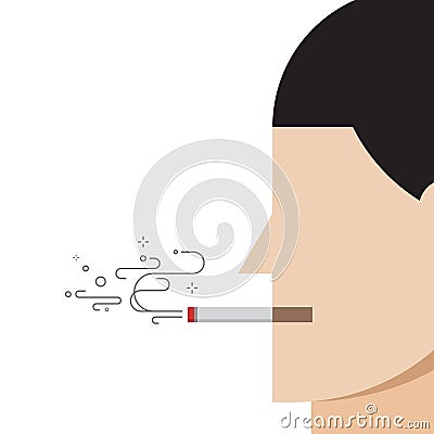 Vector cigarette man, tobacco concept, unhealthy life Vector Illustration