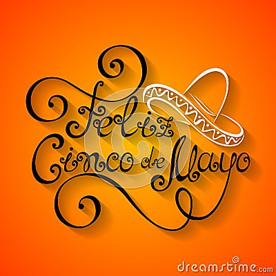 Vector Cinco de Mayo Inscription with Sombrero Vector Illustration