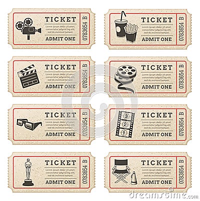 Vector Cinema tickets Vector Illustration