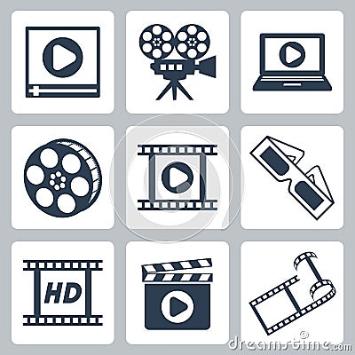 Vector cinema/video icons set Vector Illustration