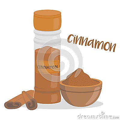 Vector cinnamon illustration isolated in cartoon style. Vector Illustration