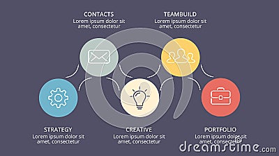 Vector circle arrows infographic, cycle diagram, graph, presentation chart. Business concept with 5 options, parts Vector Illustration