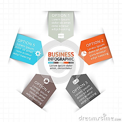 Vector circle arrows infographic, diagram, graph, presentation, chart. Business cycle concept with 5 options, parts Vector Illustration