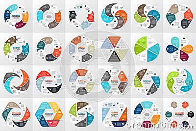 Vector circle arrows infographic, diagram, graph, presentation, chart. Business cycle concept with 6 options, parts Vector Illustration