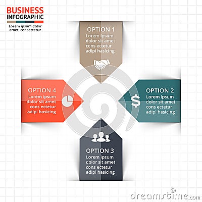 Vector circle arrows infographic, diagram, graph, presentation, chart. Business cycle concept with 4 options, parts Vector Illustration