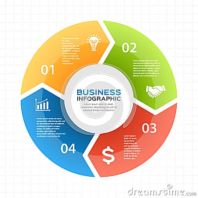 Vector circle arrows infographic, diagram, graph, presentation, chart. Business cycle concept with 4 options, parts Vector Illustration