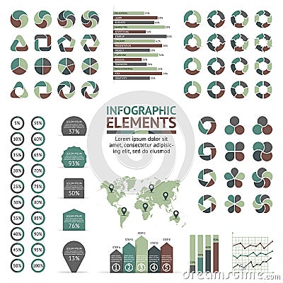 Vector circle arrows infographic tools set. Template for cycle diagram, graph, presentation and round chart. Business Vector Illustration