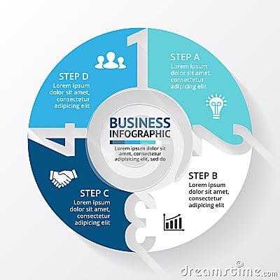 Vector circle arrows numbers infographic, diagram, graph, presentation, chart. Business cycle concept with options Vector Illustration