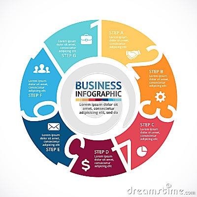 Vector circle arrows numbers infographic, diagram, graph, presentation, chart. Business cycle concept with options Vector Illustration