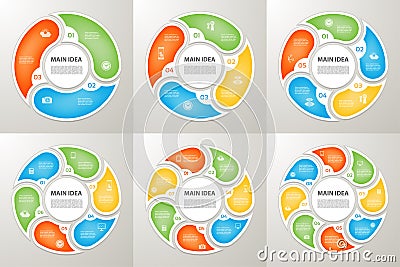 Vector circle arrows sign infographic set. Cycle diagram, symbol graph, puzzle Vector Illustration