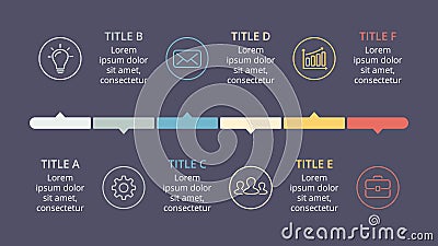 Vector circle arrows timeline infographic, cycle diagram, graph, presentation chart. Business concept with 7 options Vector Illustration