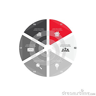 Vector circle chart infographic template for cycle diagram, graph, web design. Vector Illustration