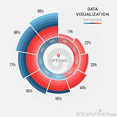 Vector circle chart infographic template for data visualization Vector Illustration