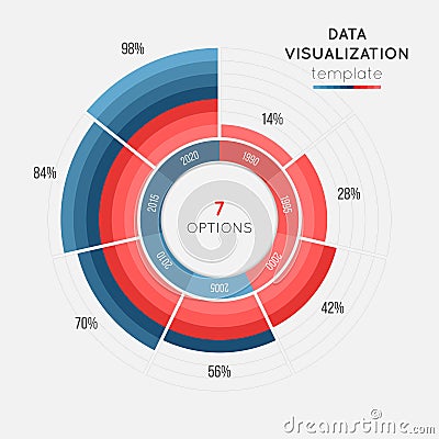 Vector circle chart infographic template for data visualization Vector Illustration