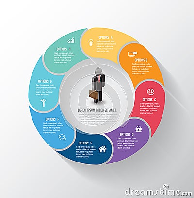 Vector circle info-graphic step with business man icons. Stock Photo