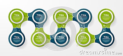 Vector circle infographic. Template for cycle diagram, graph, presentation and round chart. Business concept with 10 options, part Vector Illustration