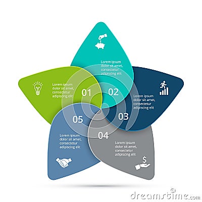 Vector cycle infographic. Business concept with 5 options, parts, steps or processes. Vector Illustration