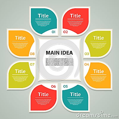 Vector circle infographic. Template for cycle diagram, graph, presentation and round chart. Business concept with 8 options, parts Vector Illustration