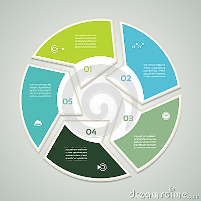 Vector circle infographic. Template for diagram, graph, presentation and chart. Business concept with five options, parts, steps o Vector Illustration