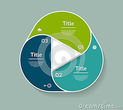 Vector circle infographic. Template for diagram, graph, presentation and chart. Business concept with three options, parts, steps Vector Illustration