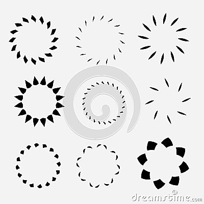set of circle made from repeated various shape simple flat vector design Vector Illustration