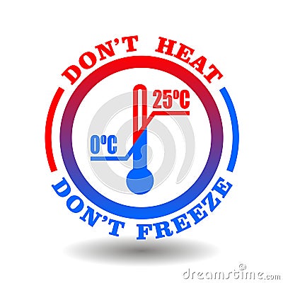 Vector circle of Temperature limitation sign with thermometer scale icon. Don`t heat, don`t freeze ISO symbol in round pictogram Vector Illustration