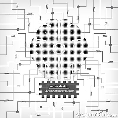 Vector circuit electric brain Vector Illustration