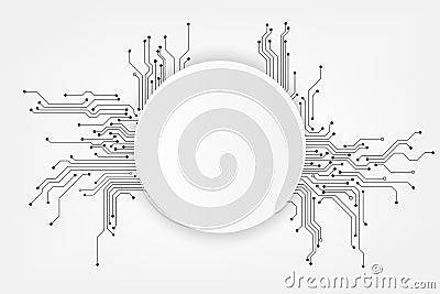 Vector circuit frame on white white screen for communication technology background Stock Photo