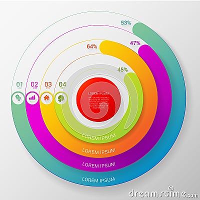 Vector circular chart graph infographic template background Vector Illustration