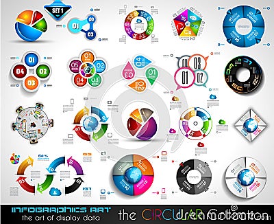 Vector Circular Infographics BIG collection for your graphs Vector Illustration